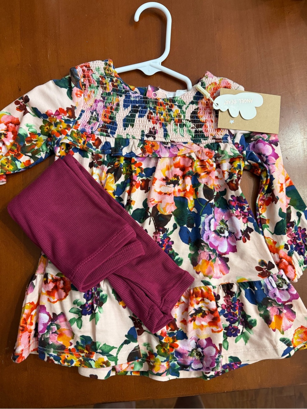 Angel Dear Floral Tunic & Berry Leggings Set